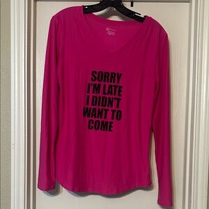 No Boundaries Fuchsia Long Sleeve Tee with Bold Text